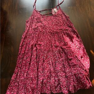 Floral Red Spaghetti Strap Dress